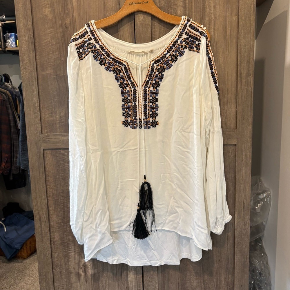 Soft Surroundings XL Boho Peasant Blouse top embroidered - Picture 1 of 12